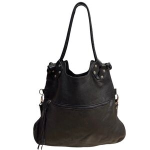 Pietro Alessandro Black Leather Hobo Shoulder Bag Soft Slouchy Zip Tote